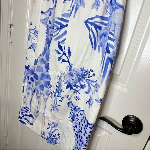 BNWT Tuckernuck X LouLou Baker White Blue Painted Safari Willa Midi Skirt Sz S - Picture 3 of 14